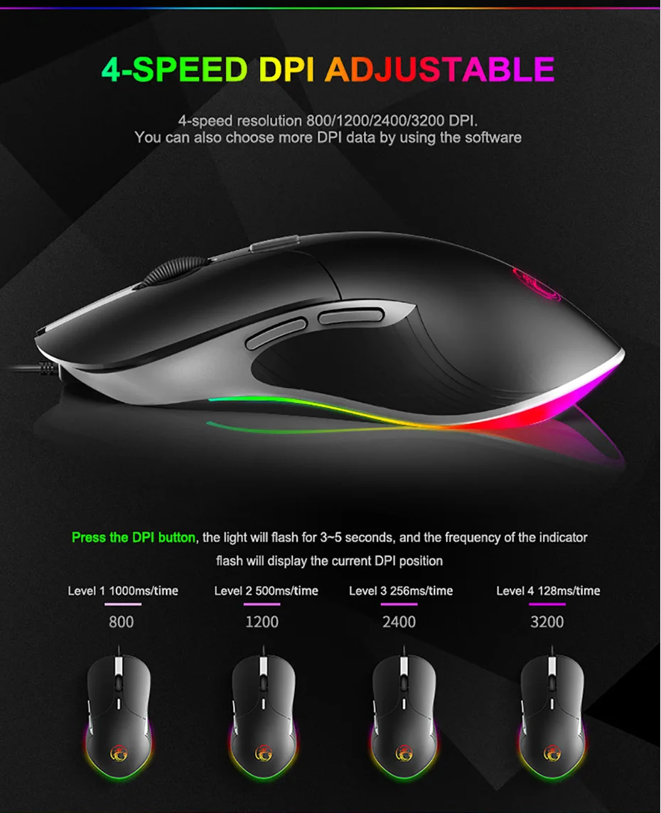 Imice X6 высокая конфигурация USB Проводная игровая мышь компьютерная геймер 6400 точек/дюйм оптическая мышь для ноутбука ПК игровая мышь обновление X7