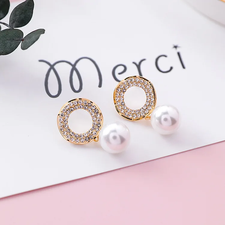 2018 корейские изящные стразы круглые серьги для женщин очаровательные имитация