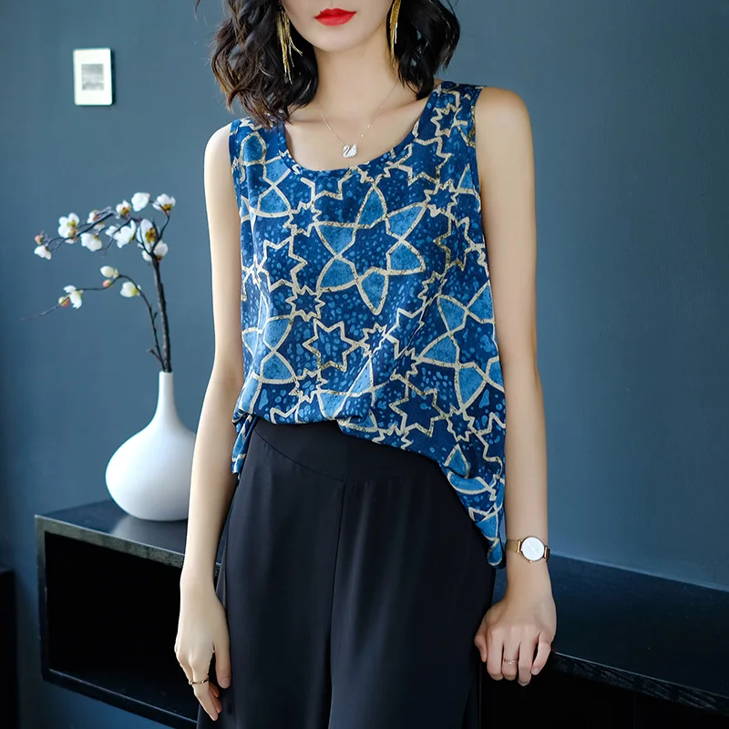 Майка женская шифоновая с принтом брендовая Повседневная Свободная майка