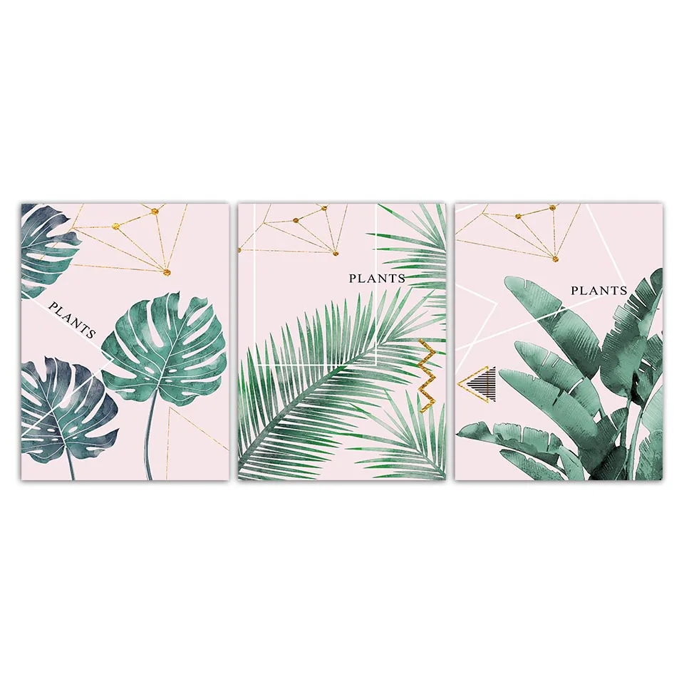 Акварельные растения листья винтажные постеры настенные картины на холсте в