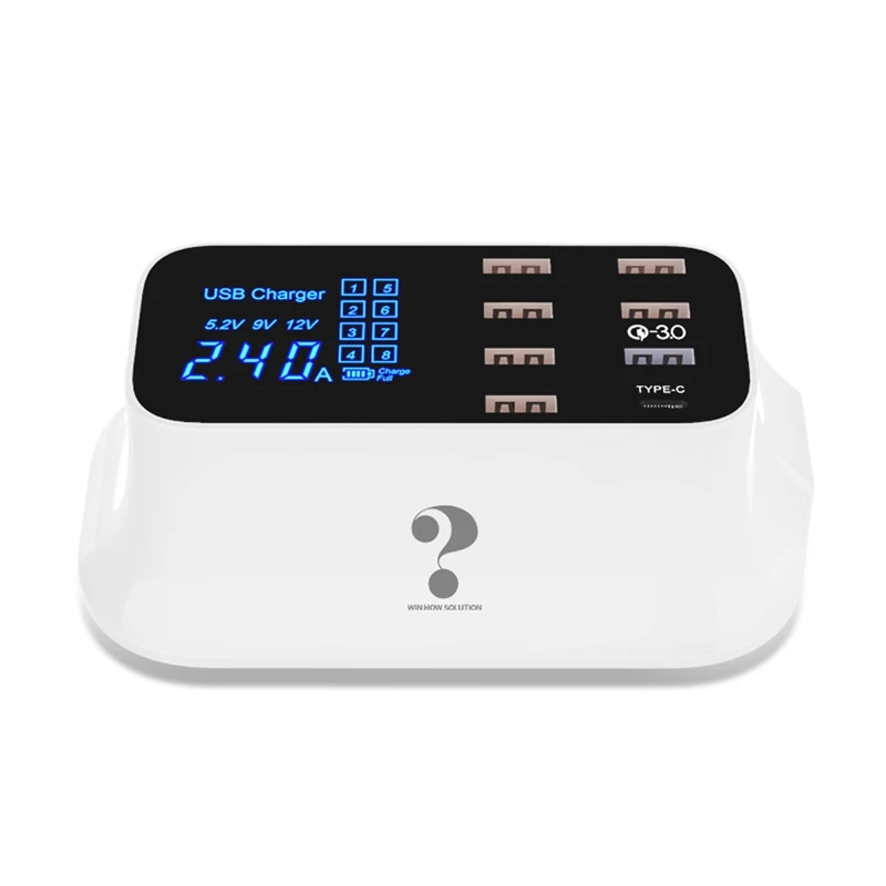 ? Wenhao 7 Usb портов зарядное устройство концентратор + Type C ЖК дисплей экран 40 Вт умная
