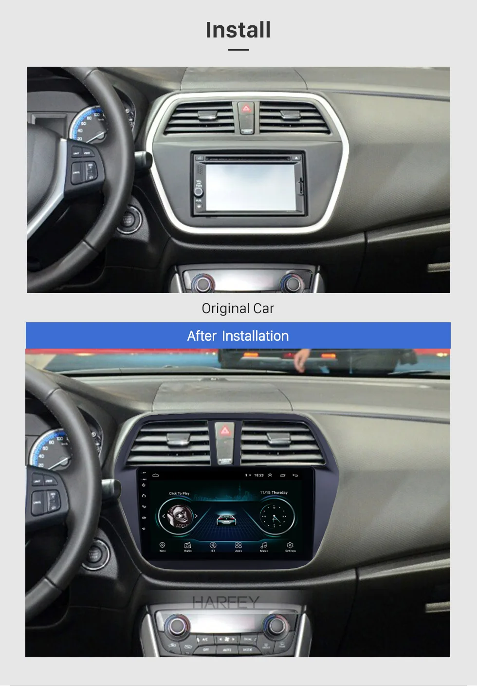 Harfey Автомобильный мультимедийный плеер Android 8,1 " для Suzuki S-Cross SX4- радио gps Bluetooth Поддержка OBD2 DVR 3g wifi SWC