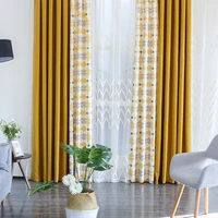 new geometirc two colors stitching blackout flax curtains for living room modern high quality window bedroom blackout curtain
