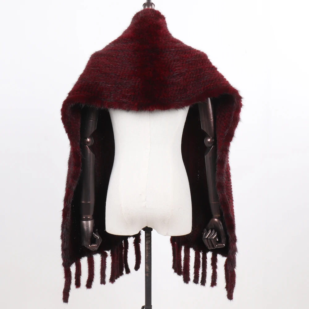 2022 вязаный женский зимний шарф из натурального меха норки шаль женская теплая