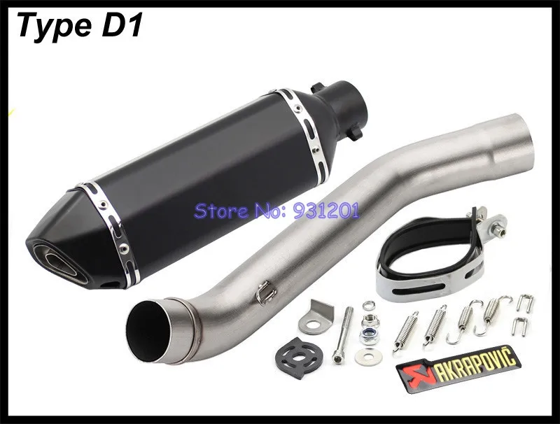 Мотоцикл без шнуровки для Kawasaki Z750 Akrapovic выхлопная система глушитель побега среднего звенья трубы с Akrapovic выхлопной трубы дБ убийца - Цвет: Type D1