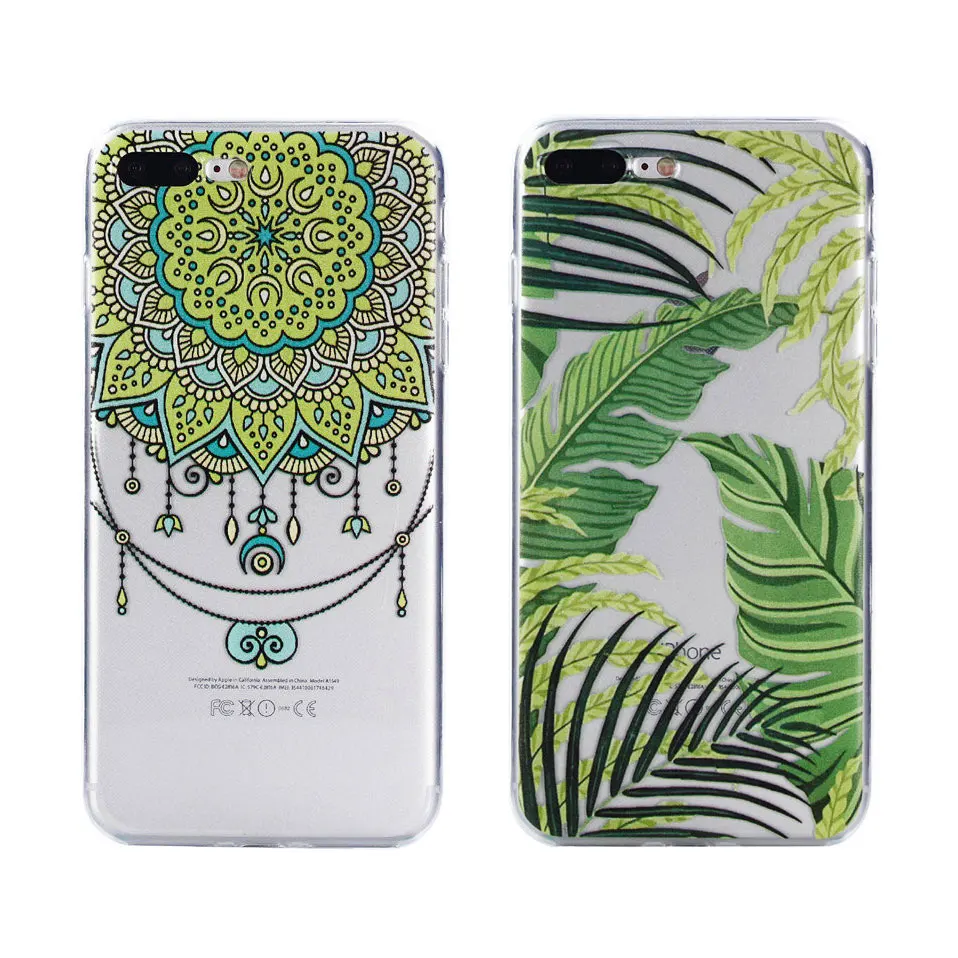 Silicone Case For iPhone 7 7Plus 6 6S 6Plus 5 5S SE Soft TPU Cover Flower Leaves Pattern Back 8Plus X |