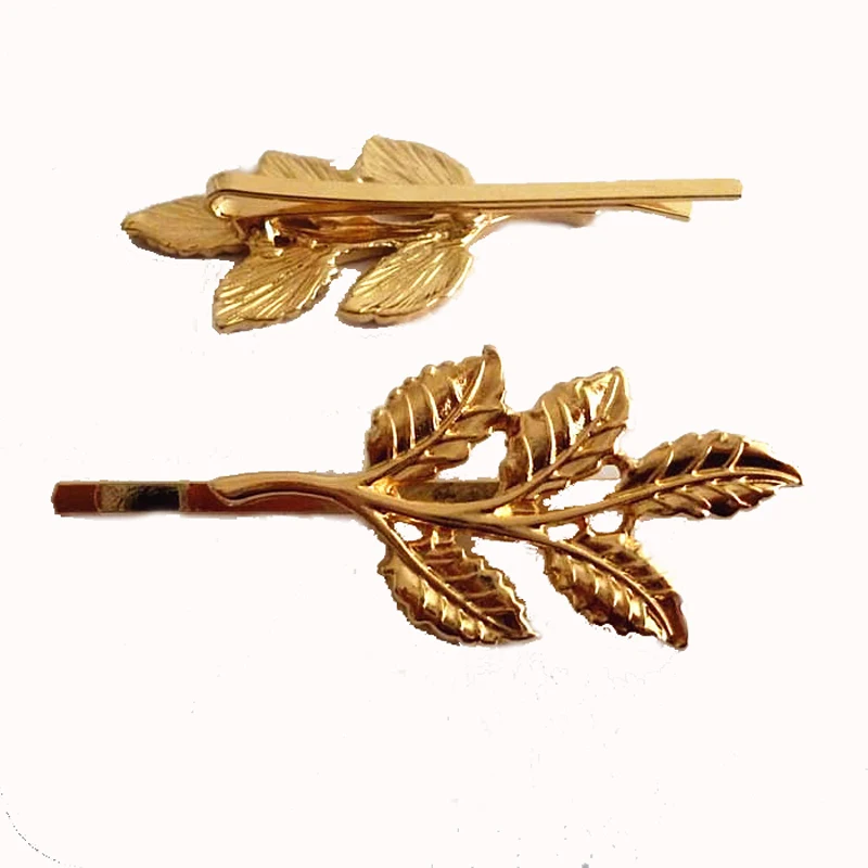6 шт./лот Свадебные металлические заколки для волос с золотыми листьями и