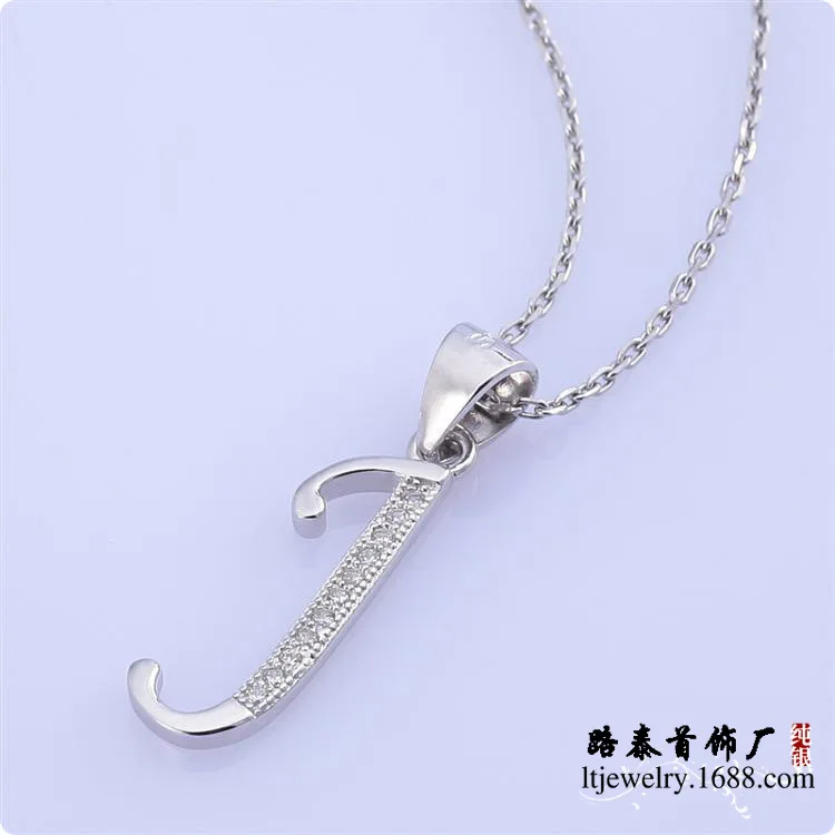 Кулон-цепочка из серебра 925 пробы с буквой J | Украшения и аксессуары