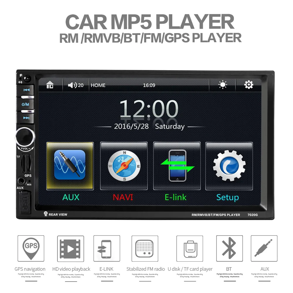 7020 г 2 Din Авто Автомобильный мультимедийный видеоплеер + gps навигация 7 ''HD
