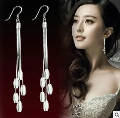 Новинка 2017 модные массивные серебряные Длинные овальные бусы цепочка кисточки