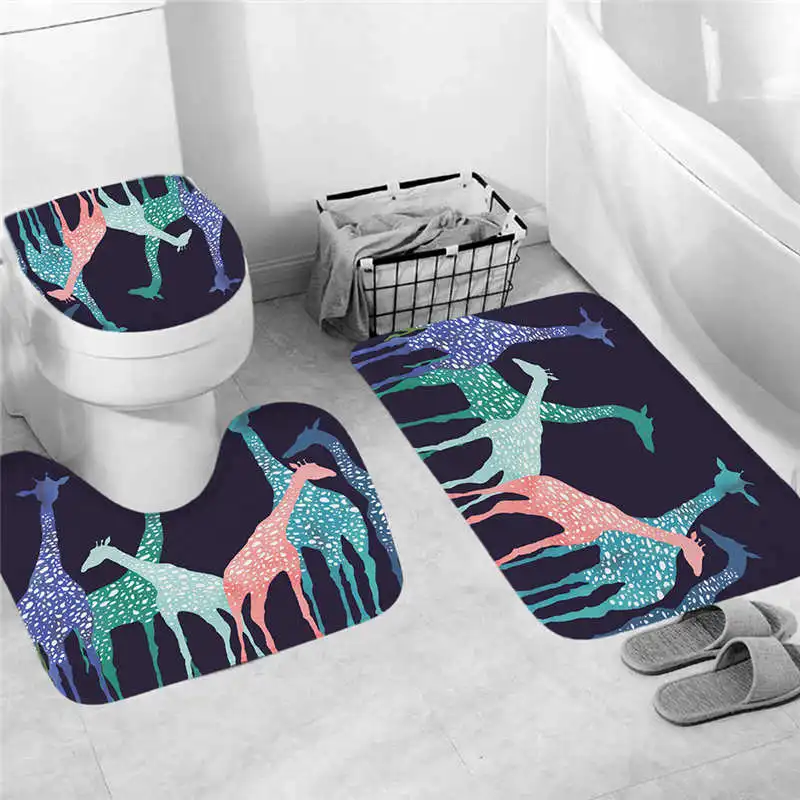 Bath Mat Bathroom 3 шт./компл. коврик для ванной комнаты Набор фланелевый Противоскользящий кухонный коврик для ванной Европейский узор мягкий коврик для ванной комнаты ковер@ 15 - Цвет: Bath Mat Bathroom