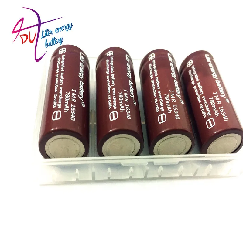 Литровая батарея 4 шт Li Ion RCR 123 3 7 V 16340 780mAh перезаряжаемая литиевая с чехлом батареи