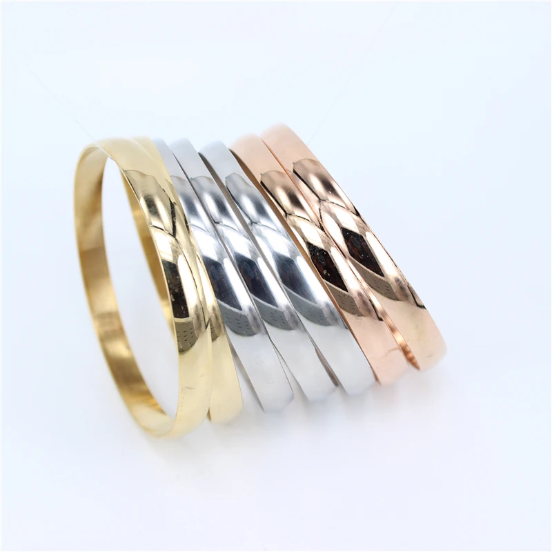 6mm x 60mm 7pcs Нержавеющая сталь 6 мм шириной 55 мм 60 мм 65 мм 68 мм диаметром 7 шт. комбинированные браслеты подходят для мальчиков и девочек детей LH687 - Окраска металла: 6mm x 60mm 7pcs