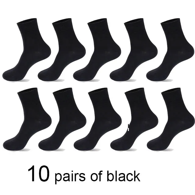 10 pairs black 10 пар/лот, хлопковые носки для мужчин, черные, деловые, теплые, дышащие, дезодорирующие, мужские носки, Meias, подарок, плюс size42-45, новинка - Цвет: 10 pairs black
