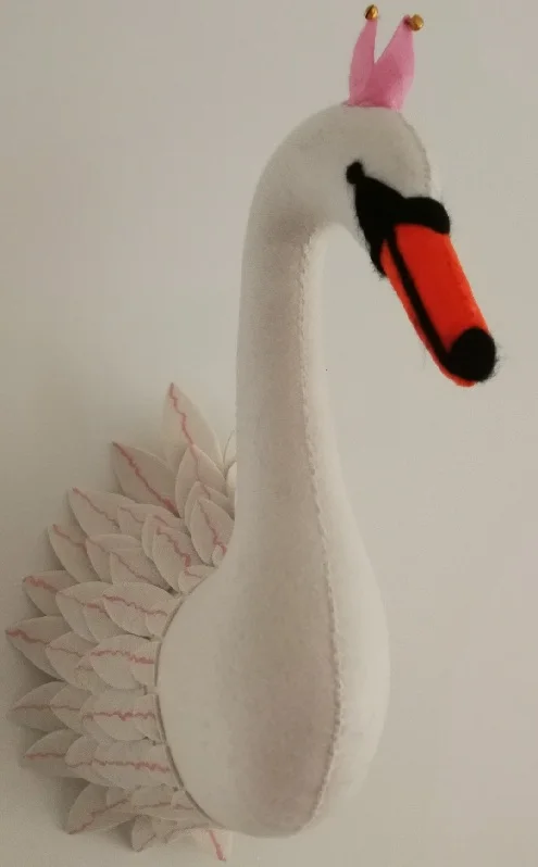 Swan 2 Животные, слон, олень, Зебра, кролик, голова тигра, настенное крепление, мягкие игрушки, декор для спальни, войлок, настенные подвесные куклы, реквизит для фотосессии - Цвет: Swan 2