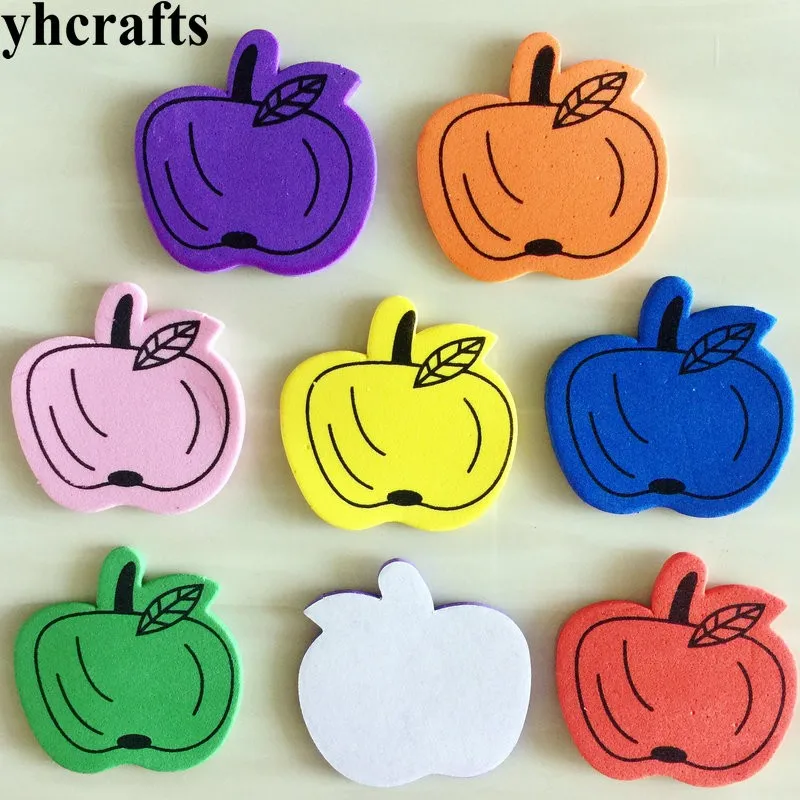 1bag/LOT.Colorful apple foam stickers Baby room decoration Kindergarten ornament Kids craft diy toys Early learning Handmade