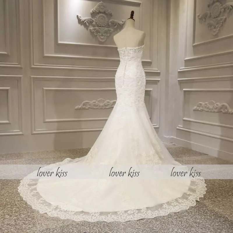 Lover Kiss Vestido De Noiva потрясающие свадебные платья русалки без бретелек свадебное платье невесты полный бисерный лиф Свадебные платья robe mariage