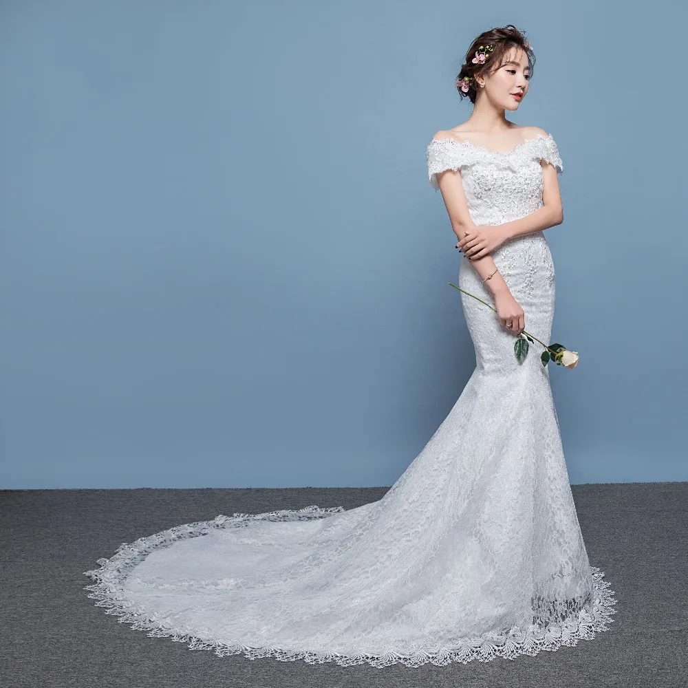 Женское свадебное платье с v образным вырезом Vivian's Bridal белое и шлейфом длиной до