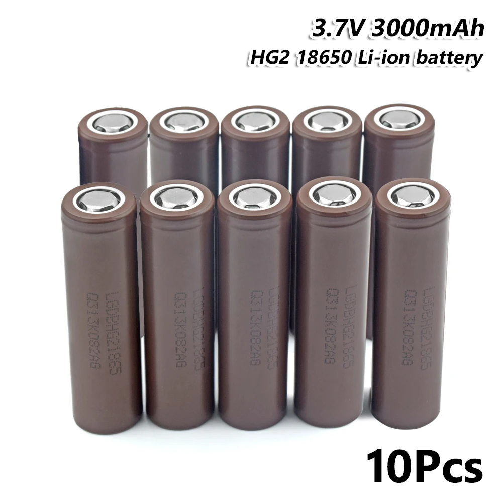 10 pieces 18650 батареи 3,7 V перезаряжаемые литиевые батареи для INR18650-HG2 3000mAh с прозрачным чехол высокой емкости - Цвет: 10 pieces