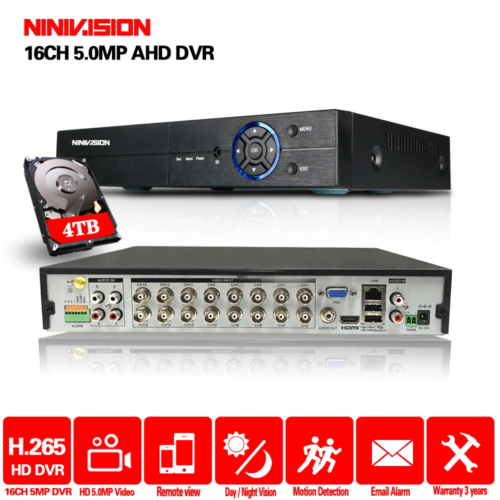 5 в 1 4MP AHD DVR NVR XVR CCTV 4Ch 8Ch 1080 P 3MP 5MP Гибридный рекордеры для систем видеонаблюдения Камера Onvif RS485 ТАЗИКОВЫЕ от Управление P2P облако