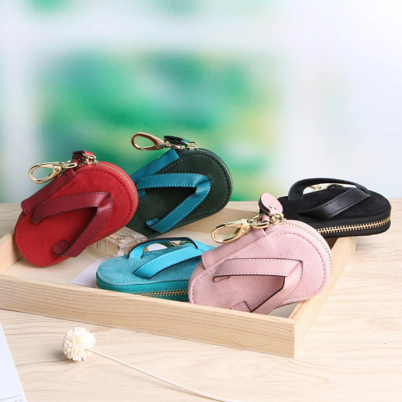 GFLV Brand 2019 Funny Mini Key Wallets Women Creative Stereoscopic Slippers Shape Small Zipper Purse Pu Leather |