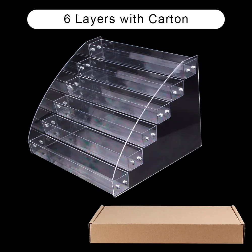 6 Layers with Carton 1-7 ярусов, прозрачный акриловый держатель для лака для ногтей, подставка для косметики, чехол, оборудование для дизайна ногтей, инструменты для хранения, органайзер для макияжа - Цвет: 6 Layers with Carton
