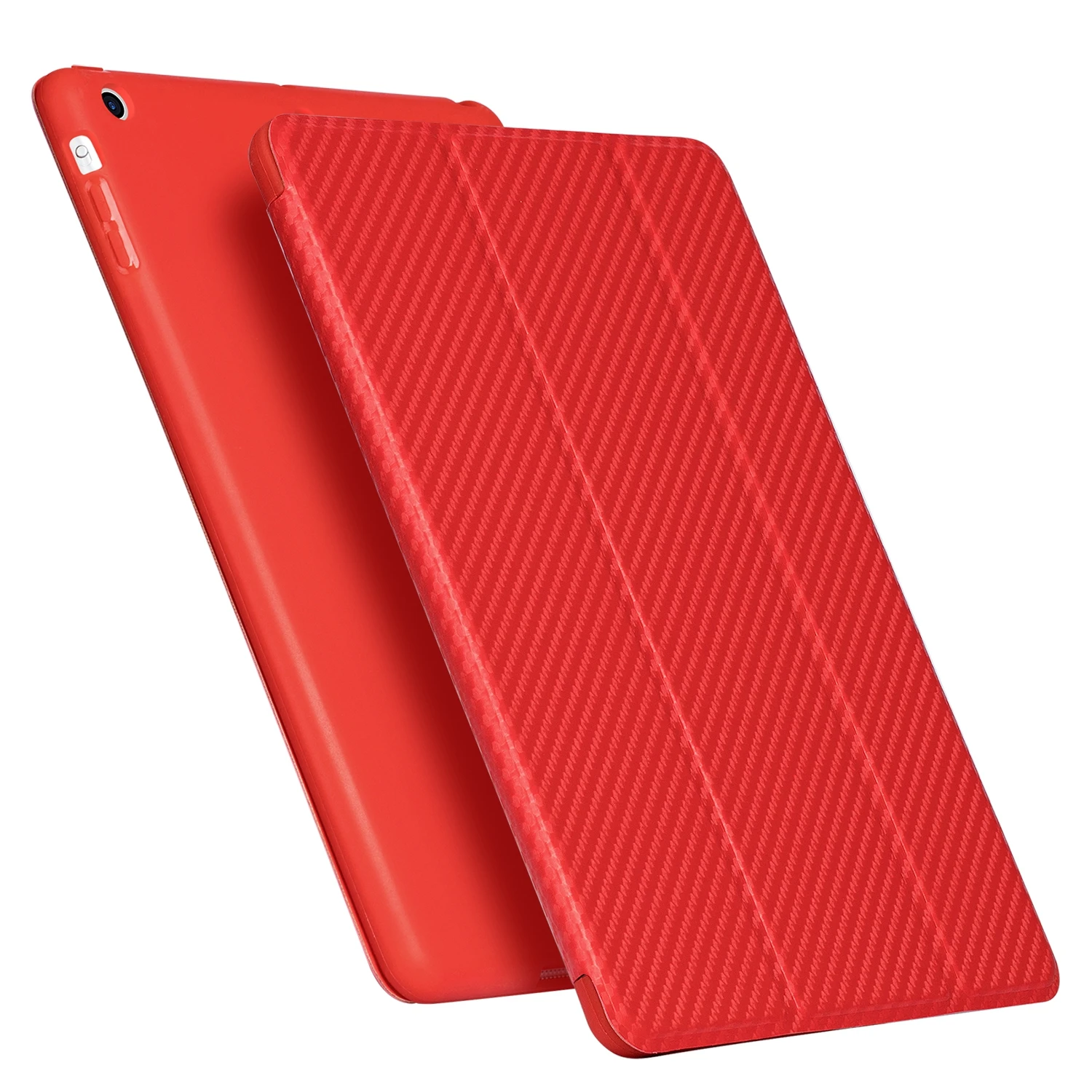 Чехол для iPad Air 2, силиконовый чехол GOOJODOQ для Apple iPad Air 2 iPad 6 из искусственной кожи Smart Cover A1566 A1567 Auto Sleep/Wake - Цвет: Cool Red