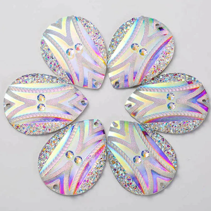 Taidian Crystal AB акриловые пришивные стразы для бисерных сережек кабошон 2 отверстия