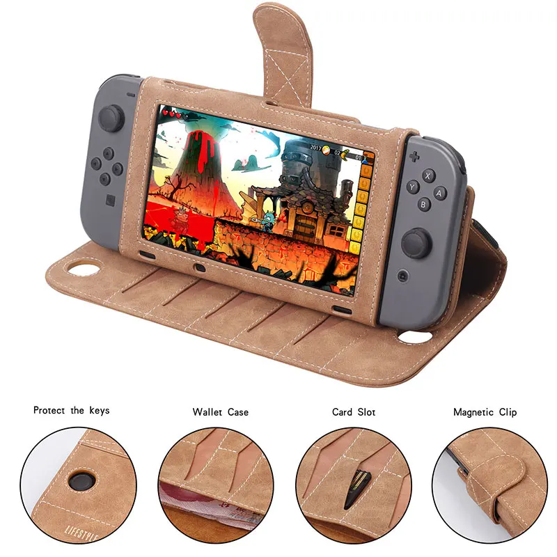 Жесткий кожаный чехол для Nintendo Switch защитная сумка портативный переноски