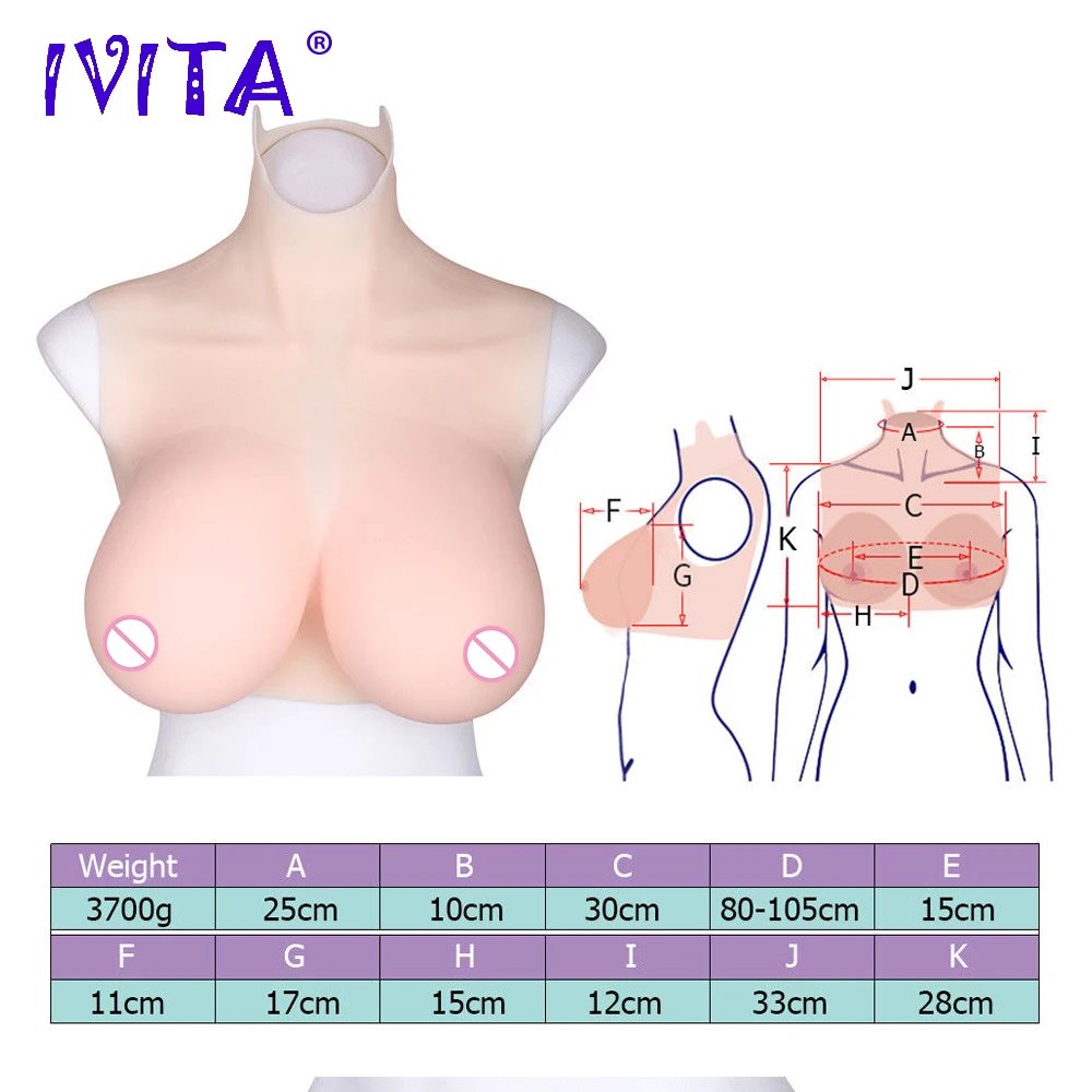 IVITA Искусственные Поддельные груди силиконовые формы Модные поддельные для