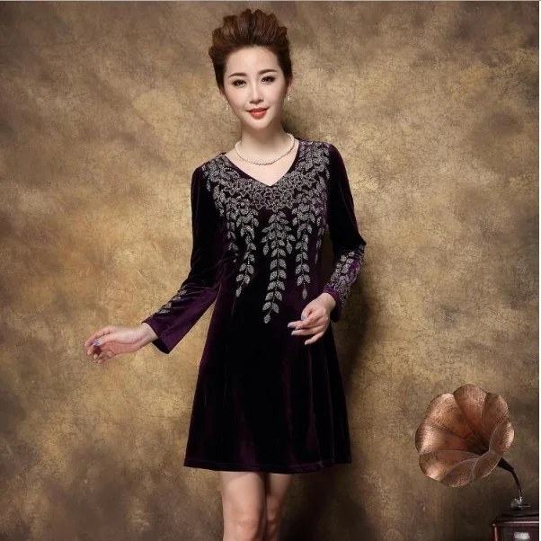 Мода Vestidos Invierno 2019 осень плюс Размеры женская одежда Robe Femme бриллиантами платье
