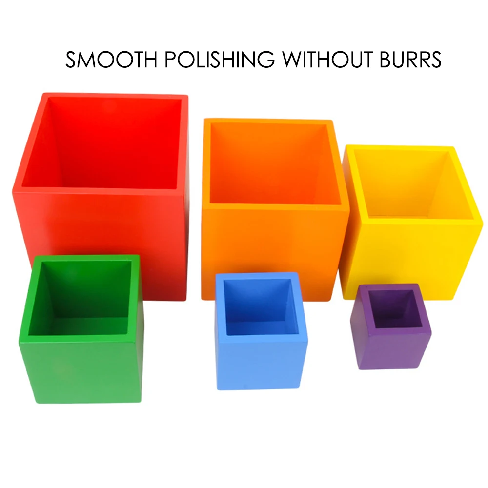 6 Colors Rainbow Building Blocks Colorful DIY Cube Children Square Box Wooden Toys Baby Stacking Educational | Игрушки и хобби