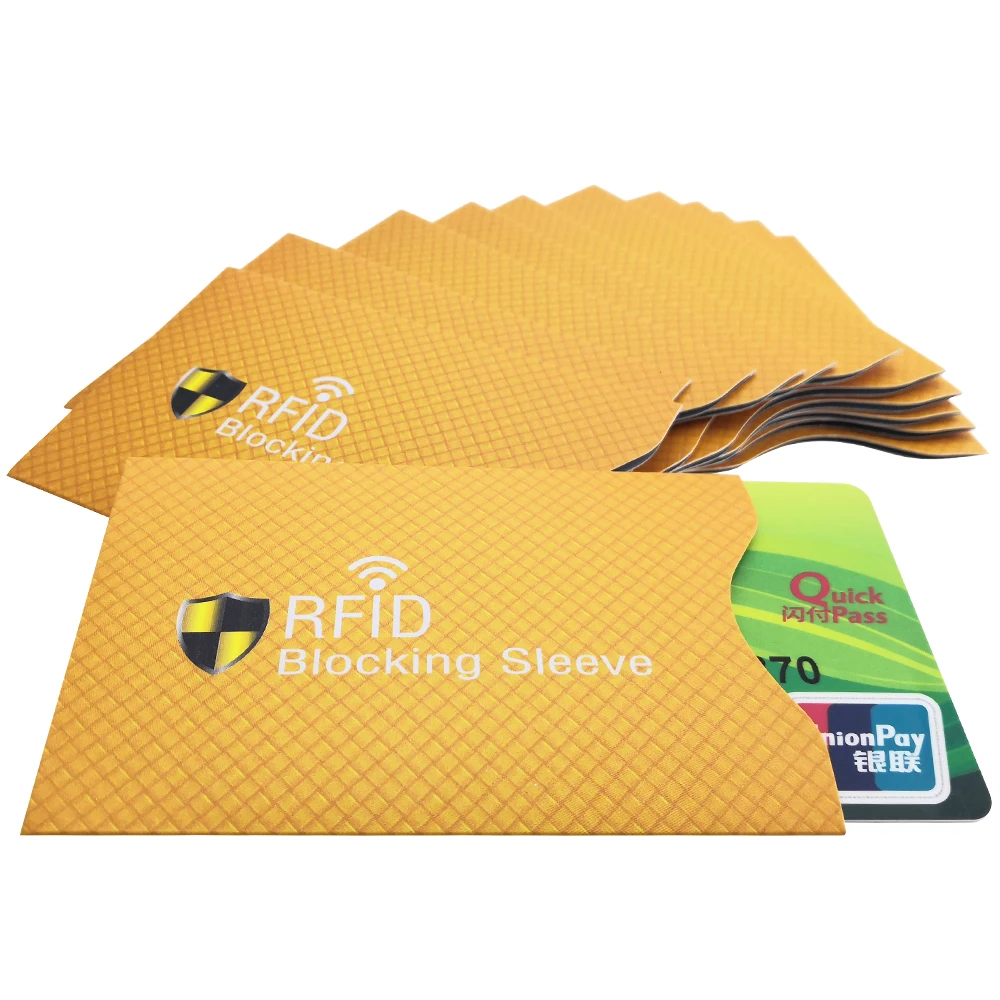 12 упаковок RFID рукава Защита для Карт RFID Блокировка Карты Рукава идентичность Противоугонный чехол для кредитной карты желтый