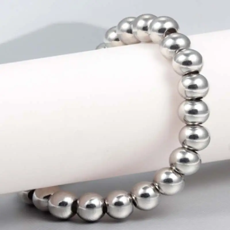 Простой стиль титановые Стальные Бусины браслет для мужчин новинка 2017 из