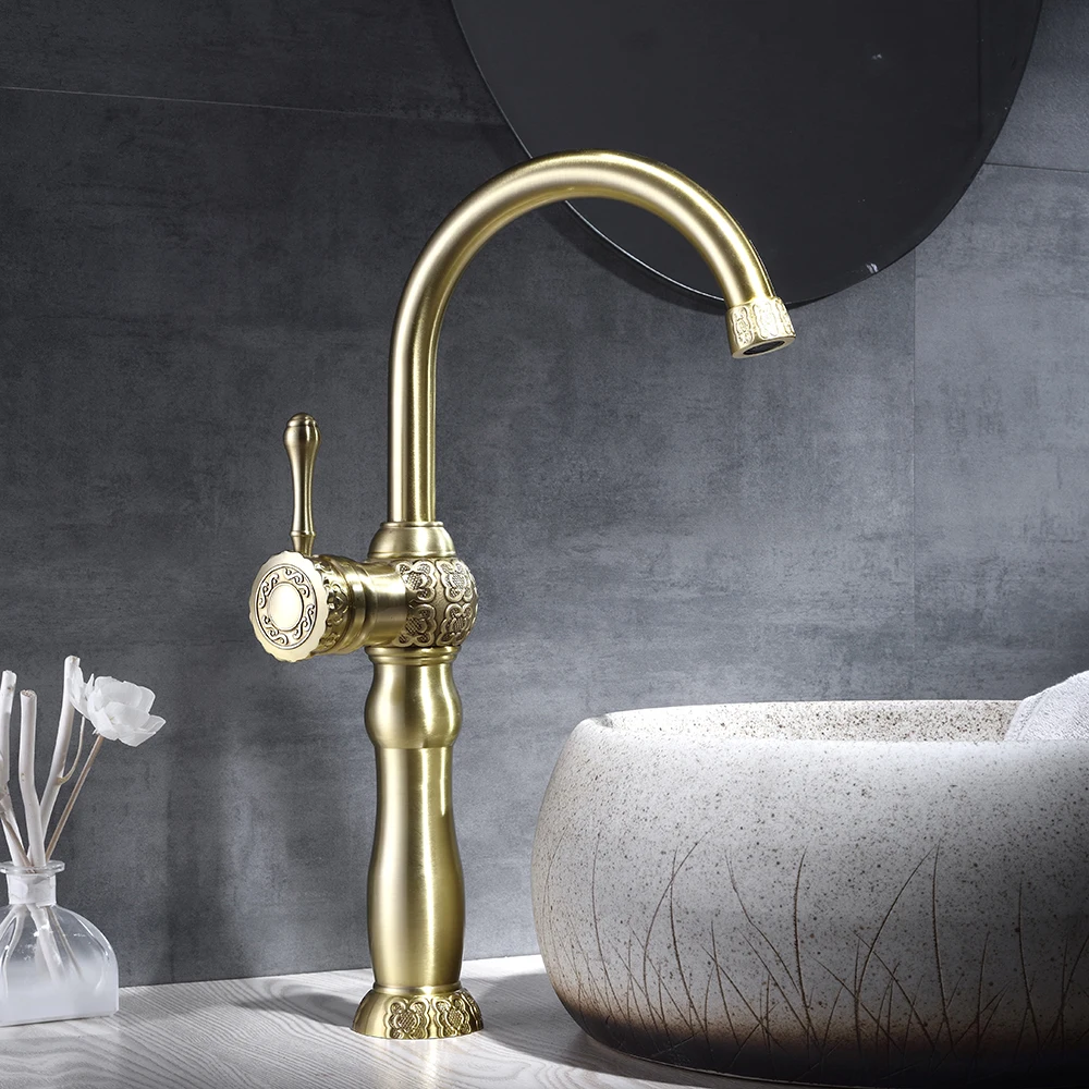 

Смесители для раковины, античный латунный матовый бордовый смеситель для кухни, ванной комнаты, смесители для раковины с одной ручкой, винт...