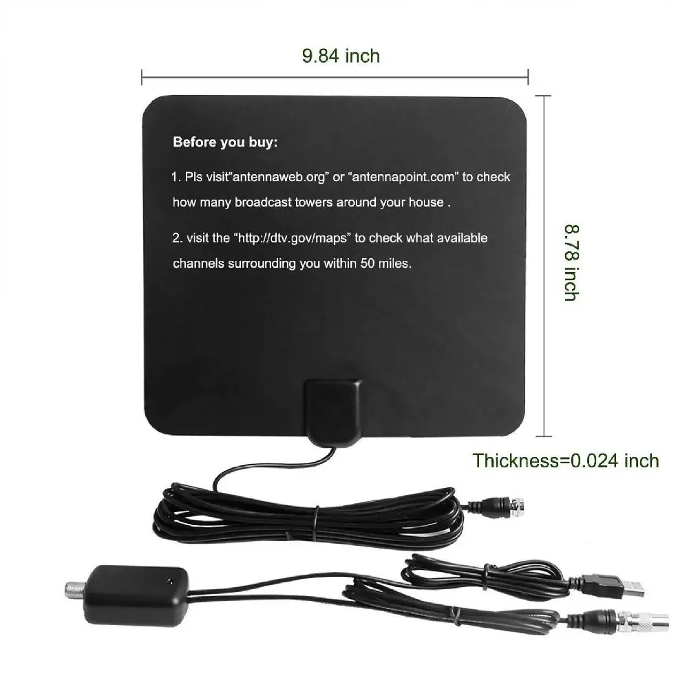 LumiParty ТВ антенна 80 миль диапазон Крытый цифровой HD усиленная 4K VHF UHF Freeview для жизни