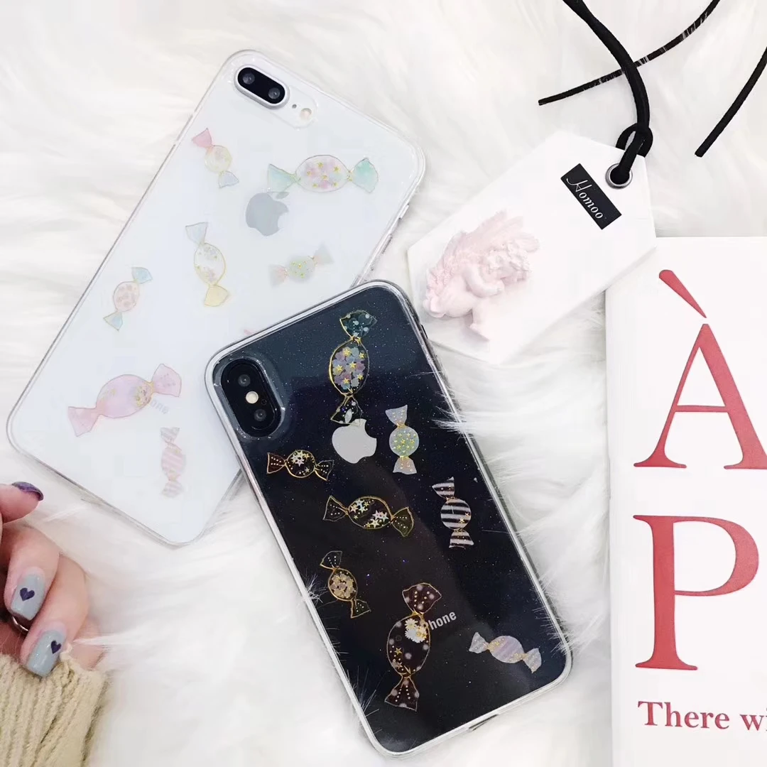 Модные блестящие быстросохнущие чехлы для телефонов с конфетным сахаром Iphone 7 XS