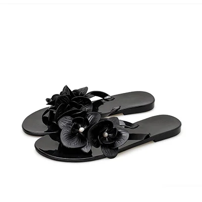 sandalsY71 black Повседневные женские босоножки; прозрачная обувь с цветочным рисунком; Вьетнамки с открытым носком; красивые водонепроницаемые пляжные шлепанцы - Цвет: sandalsY71 black