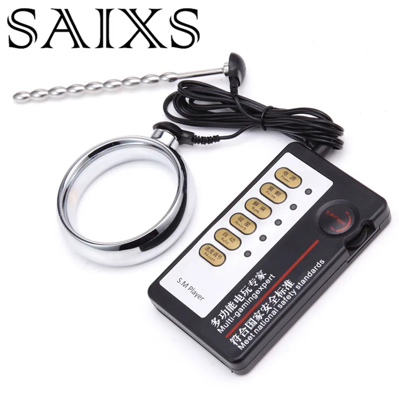 SAIXS Электрический амортизатор для пениса кольцо члена с уретральным