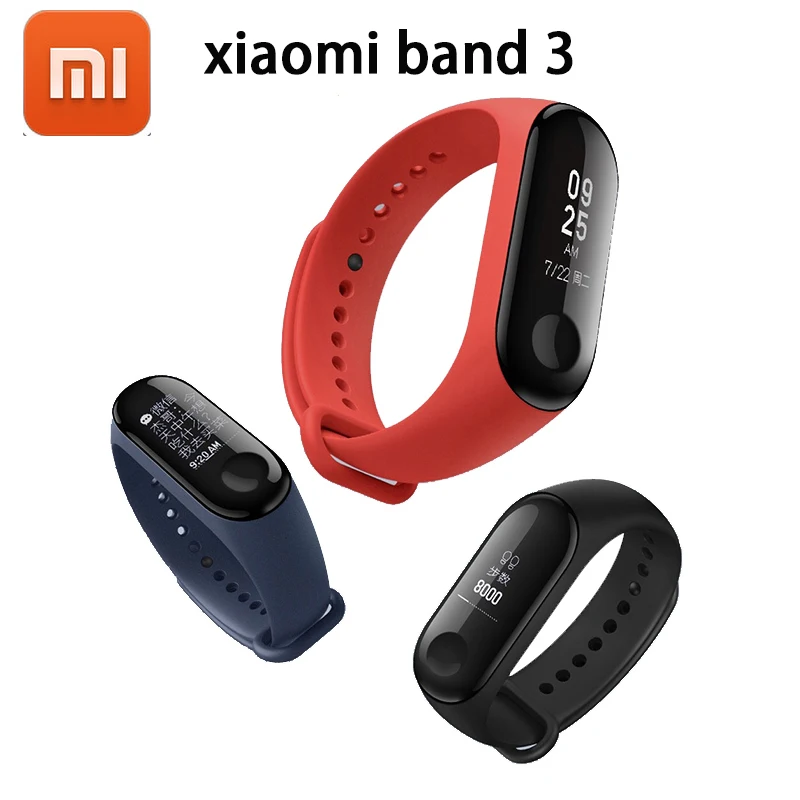 Новый оригинальный Смарт браслет Xiaomi Mi Band 3 черный 0 78 дюймов OLED мгновенное