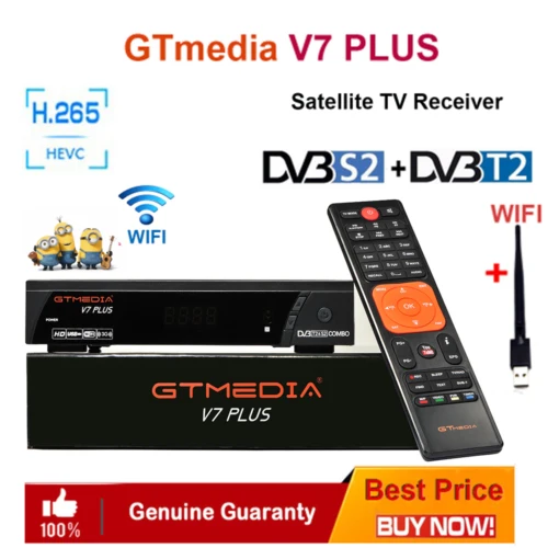 GTMedia V7 плюс спутниковый ресивер DVB-S2 DVB-T2 H.265 встроенный WiFi с 1 год Испания Европа Cccam обновление v7 hd v7s hd tv Box
