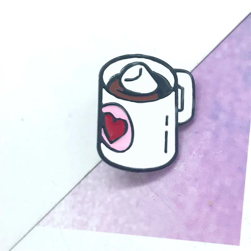 Женская Брошь в виде чашки кофе из мультфильма белая брошь денима для одежды