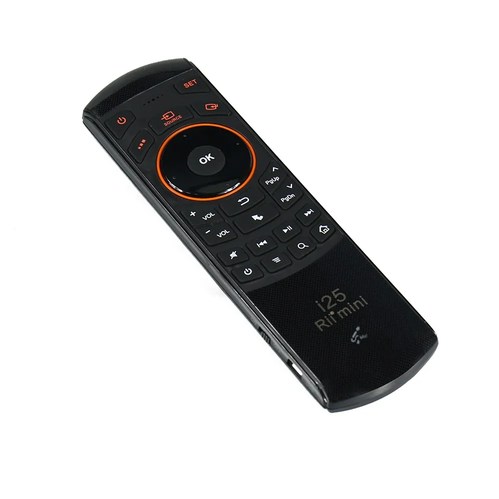 Rii i25A русская английская раскладка 2,4 ГГц Беспроводная Клавиатура Fly Air mouse с ИК-пультом дистанционного обучения и разъемом для наушников для Smart tv