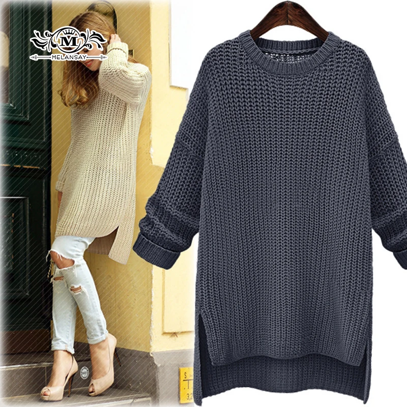 MELANASY 2018 Новый Осень-зима Длинный свитер мультфильм дикий свободные негабаритных