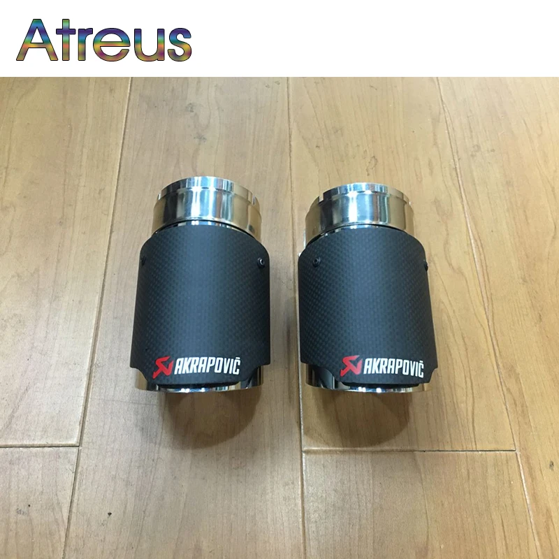 2 шт. углеродное волокно Akrapovic выхлопная труба для Volkswagen Golf 7 6 Bora Scirocco VW Polo Jetta MK6 1 4 T
