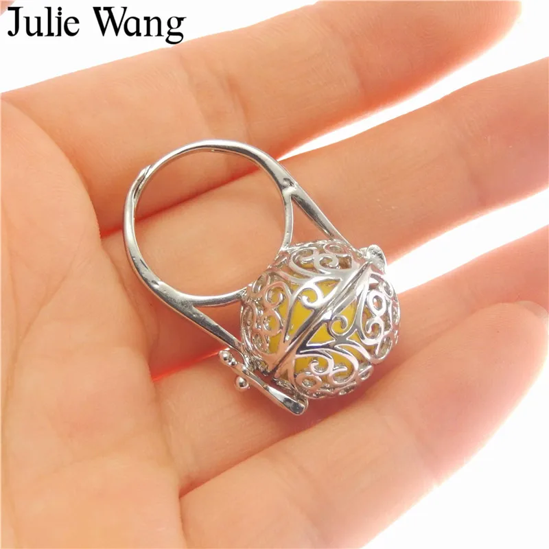 Julie Wang 1 шт. 17 мм медные полые узоры диффузор эфирного масла кольцо Модные женские