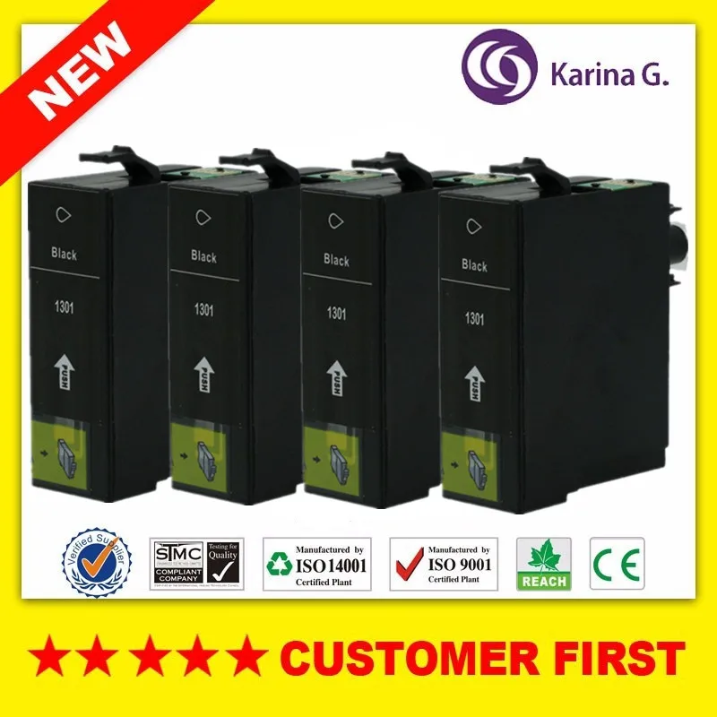 4 шт черный совместимый чернильный картридж для принтера epson T1301 костюм рабочей