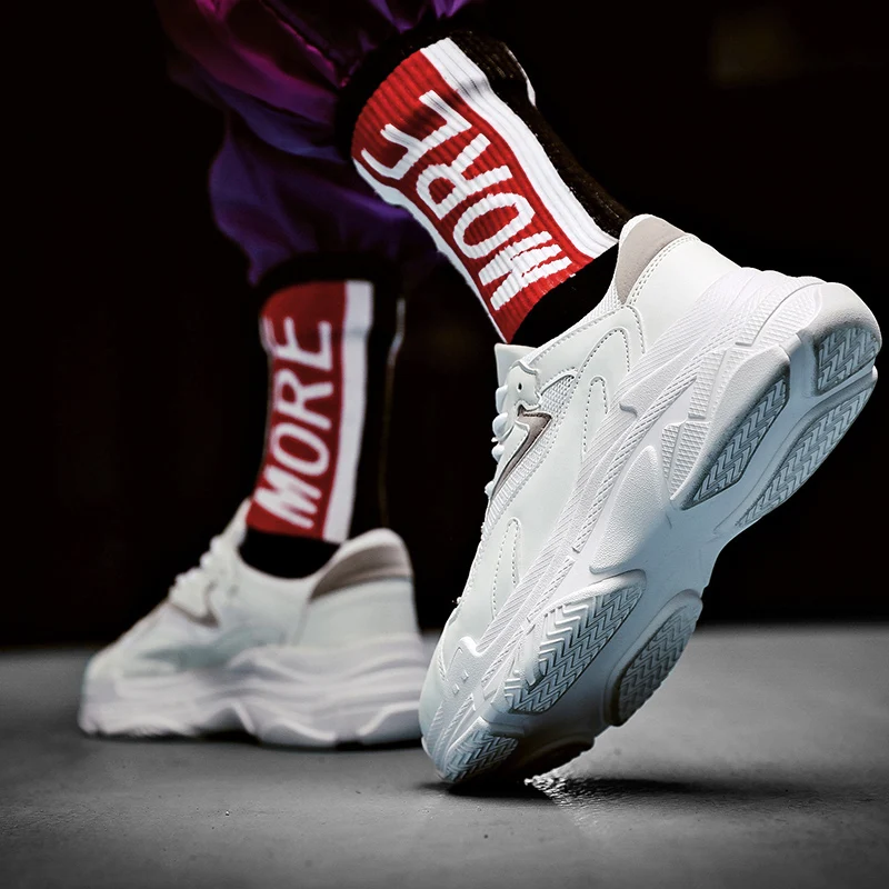 Для мужчин кроссовки черный белый цвет дышащая Мужская обувь Lace up Sneaker для