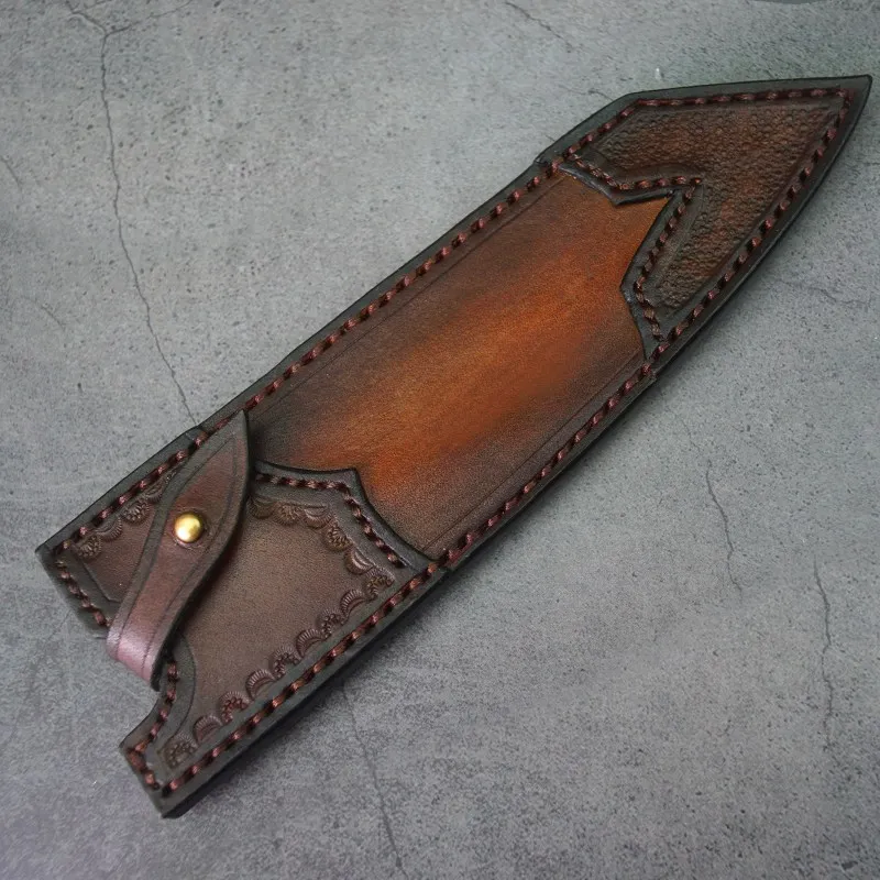 Leather Case FZIZUO 7," Дамасская сталь ручной работы нож Santoku Мадагаскар далбергия ручка шеф повара японский стиль кухонные суши - Цвет: Leather Case