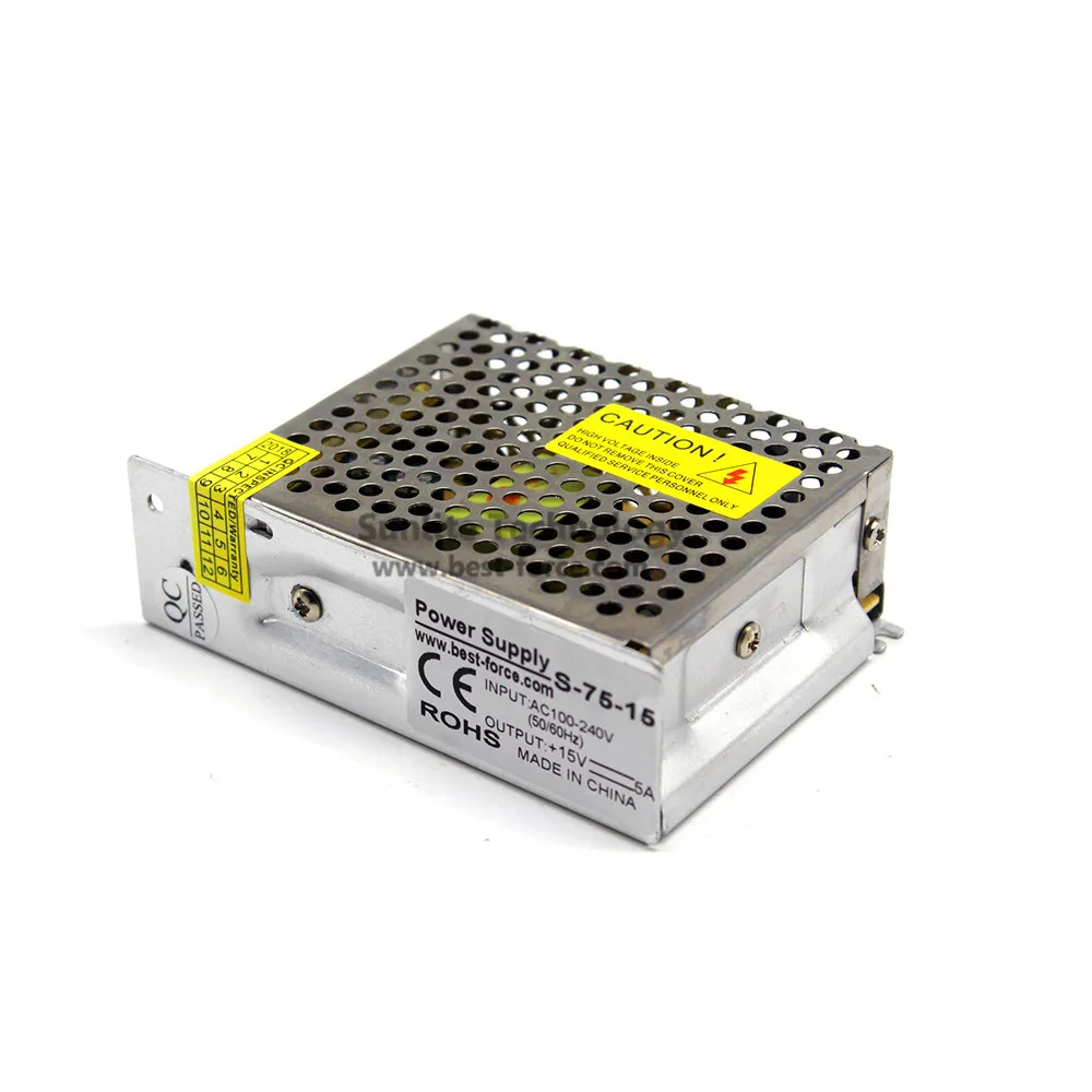 Постоянное напряжение DC15V 5A 75W импульсный источник питания трансформатор 100 240V AC к